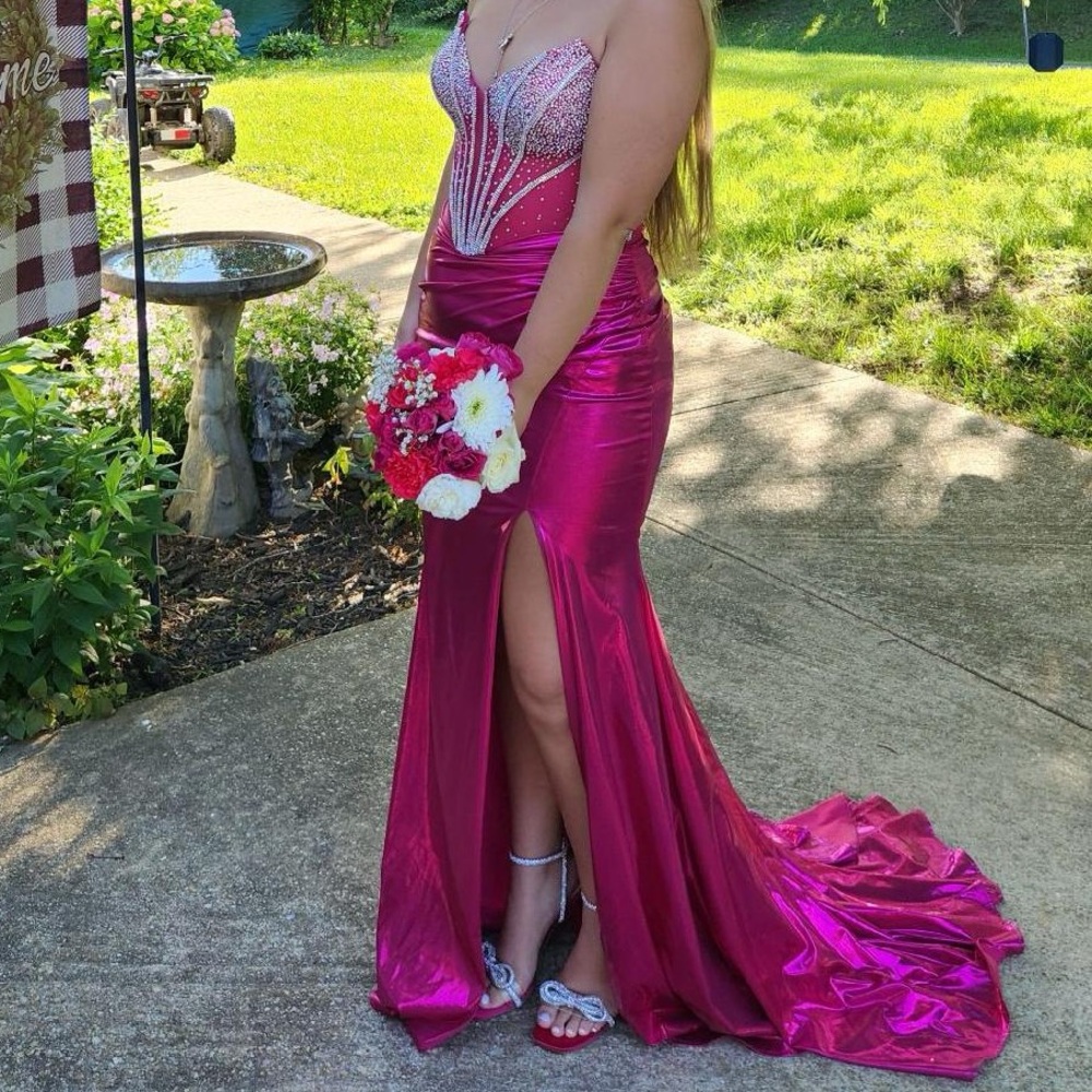 Elegant Pink Strapless Gown